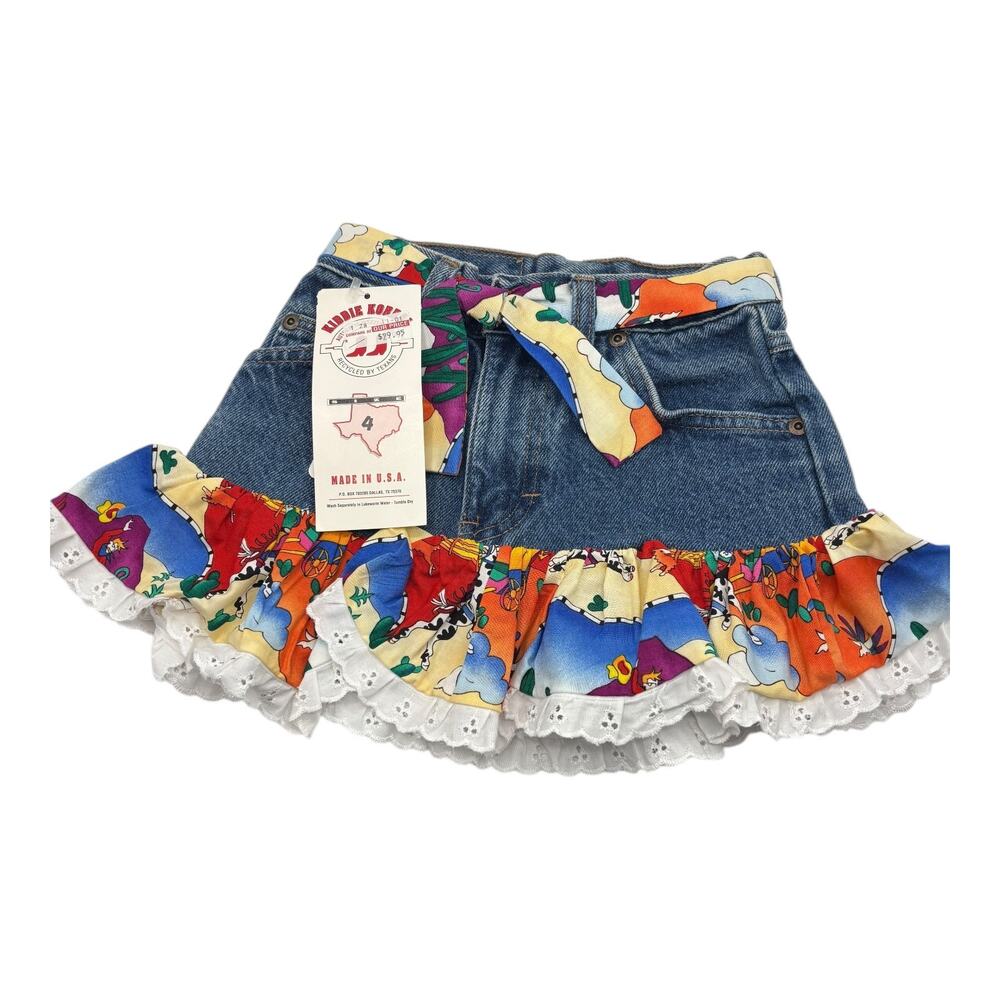 Kiddie Korral Western Wear Denim Skirt Upcycled Girls 4 NWT